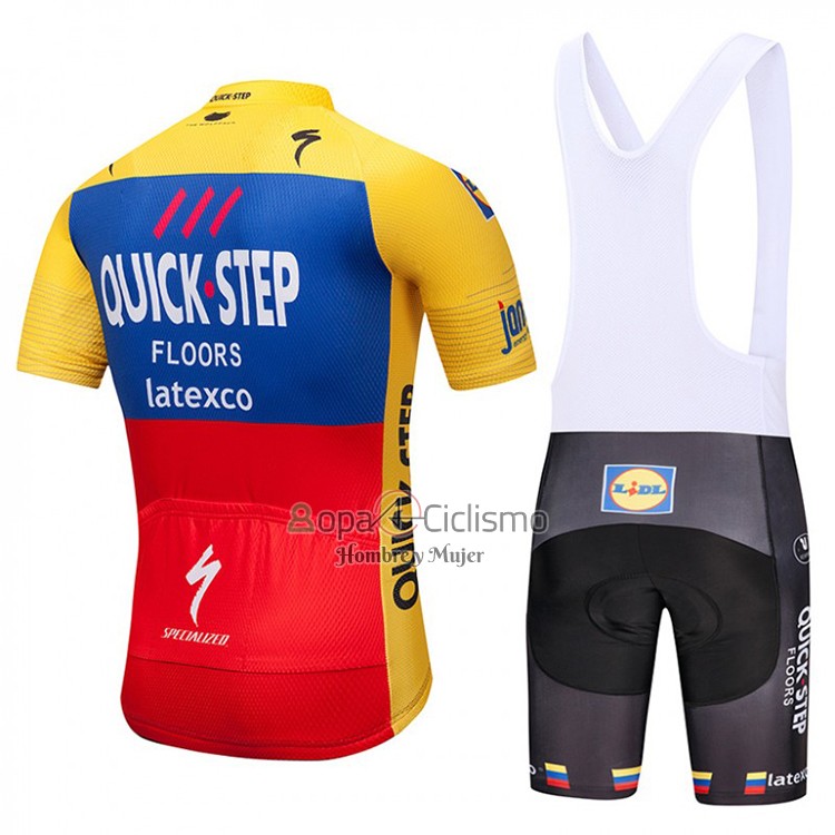 Quick Step Floor Ropa Ciclismo Culotte Corto 2018 Mangas Cortas Quick Step Floors AMarillo Azul Rojo